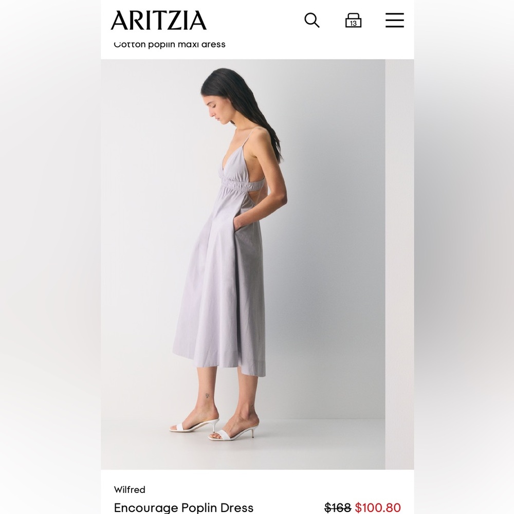 Aritzia Encourage Poplin Maxi Dress Lavender Small